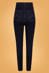 Collectif Clothing - 50s Lulu Skinny Jeans in Navy 3