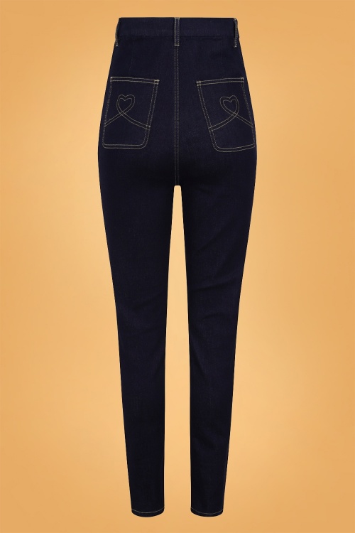 Collectif Clothing - 50s Lulu Skinny Jeans in Navy 3