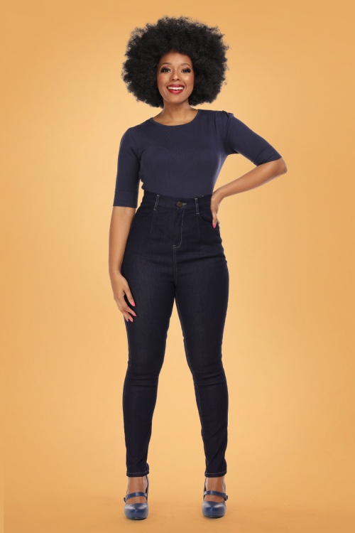 Collectif Clothing - Lulu Skinny Jeans Années 50 en Jean