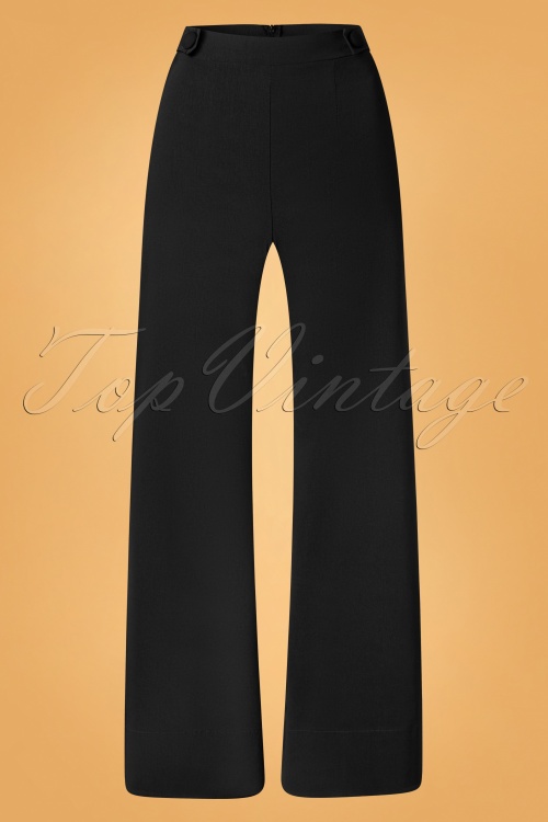 Vintage Chic for Topvintage - Viola wijde broek in zwart