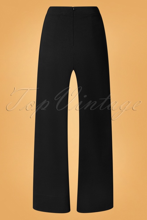 Vintage Chic for Topvintage - Viola wijde broek in zwart 2