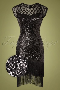 Unique Vintage - Del Mar Flapper-Kleid in Schwarz 2