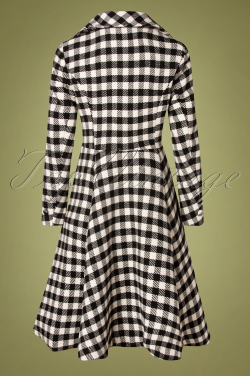 Hearts & Roses - 50s Heather Swing Coat in Black and Ivory 4