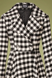 Hearts & Roses - 50s Heather Swing Coat in Black and Ivory 3
