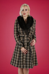 Vixen - Kara geruite jas in zwart en bruin 3