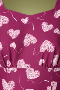 Hearts & Roses - 50s Maya Hearts Wiggle Dress in Raspberry Pink 4