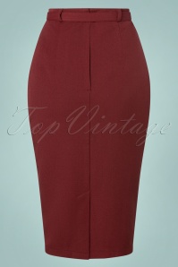 Collectif Clothing - 50s Agatha Pencil Skirt in Burgundy 2