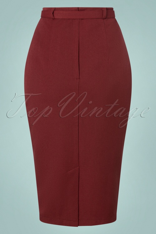 Collectif Clothing - 50s Agatha Pencil Skirt in Burgundy 2