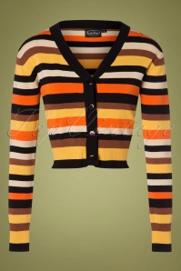 Vixen - 50s Sweet Candy Corn Stripe Crop Cardigan in Black and Orange