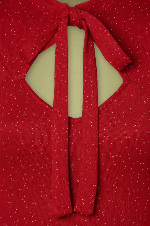 Vixen - 50s Starlynn Snowflake Knit Swing Dress in Red 4