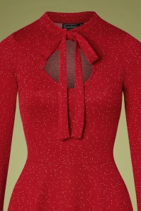Vixen - 50s Starlynn Snowflake Knit Swing Dress in Red 3