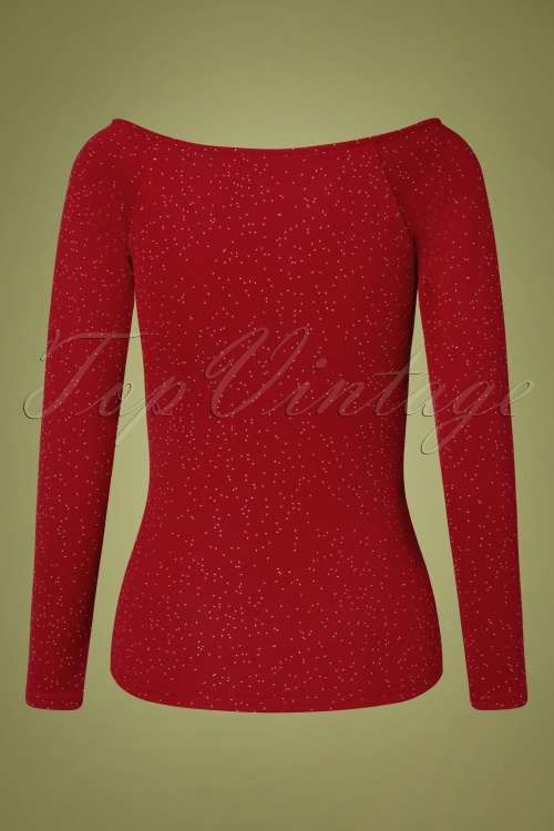 Vixen - 50s Starlynn Snowflake Off The Shoulder Top in Red 3