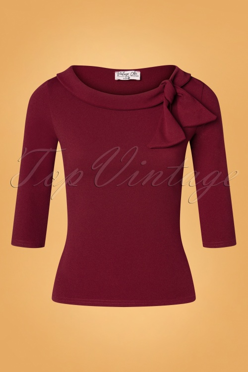 Vintage Chic for Topvintage - Belle Bow top in wijn