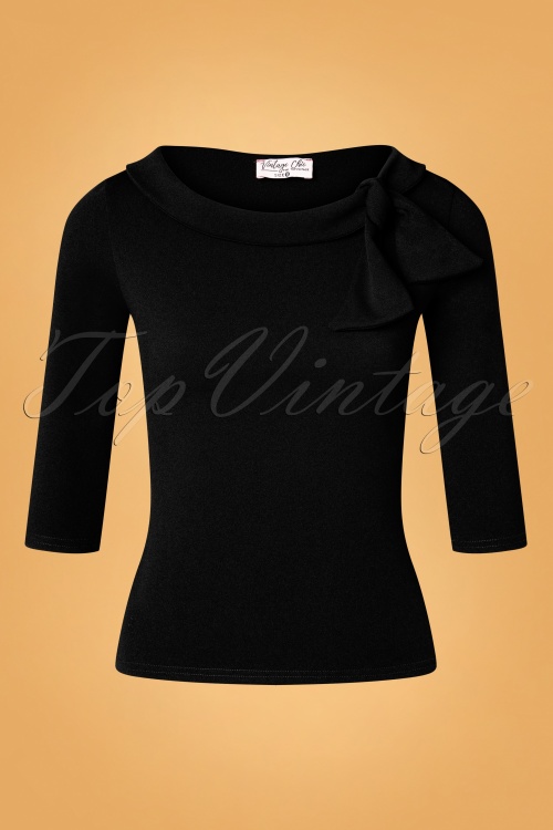 Vintage Chic for Topvintage - Belle Bow Top in Schwarz