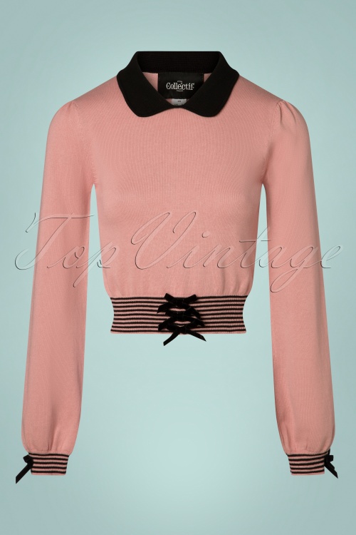 Collectif Clothing - 50s Maeve Jumper in Dusty Pink 2
