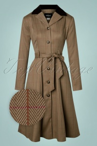 Collectif Clothing - Nala Herringbone Coat Années 40 en Cèdre