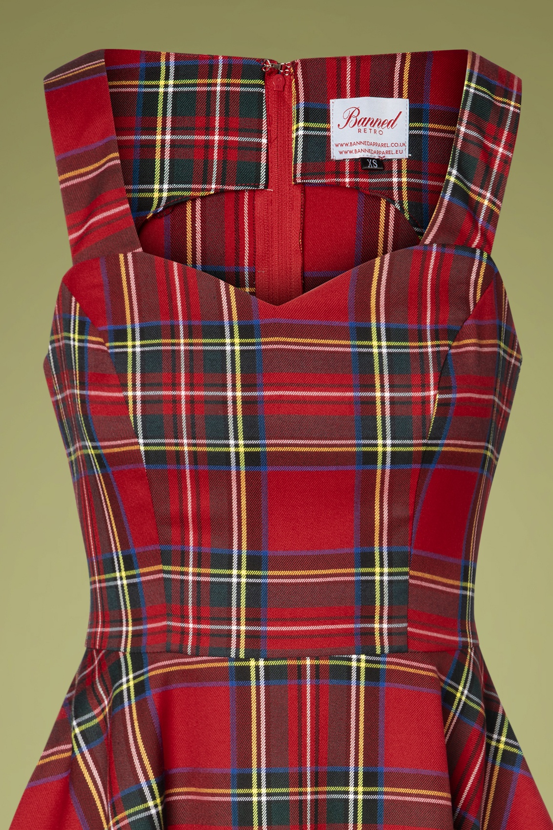 Banned Retro - Tartan Girl swingjurk in rood 2