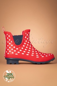 Ruby Shoo - 60s Ginny Wellington Polkadot Boots in Red 2