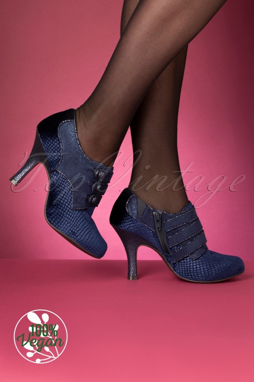 Ruby Shoo - 50s Octavia Velvet Shoe Booties in Sapphire Blue 2