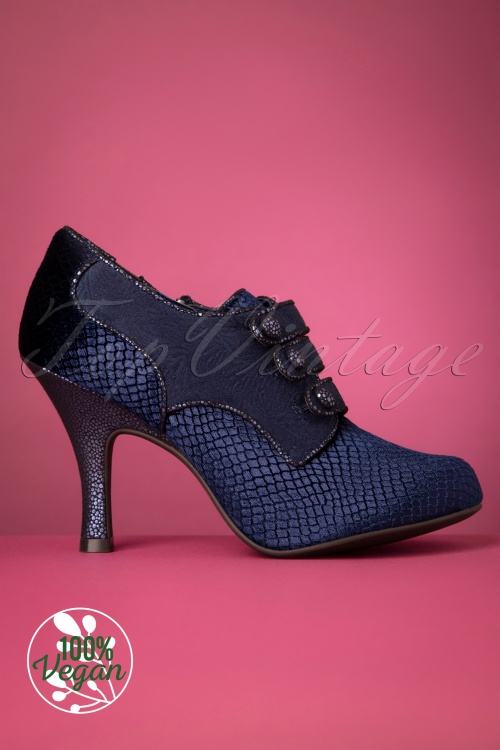 Ruby Shoo - Octavia Velvet Shoe Booties Années 50 en Bleu Saphir 3