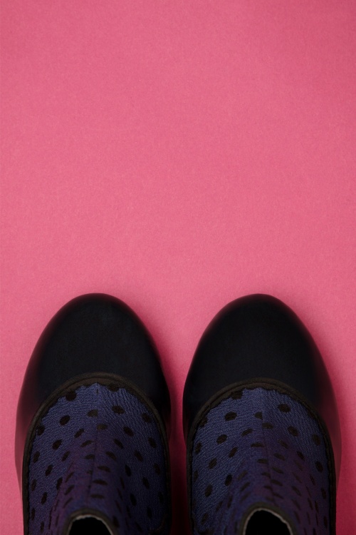 Ruby Shoo - Antoinette Spots enkellaarsjes in zwart en blauw 4