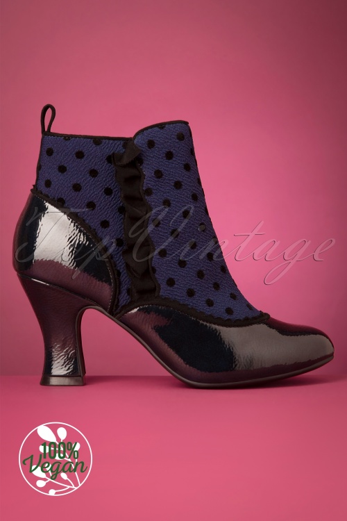 Ruby Shoo - Antoinette Spots enkellaarsjes in zwart en blauw 3