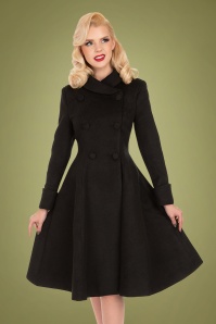 Hearts & Roses - 50s Grace Swing Coat in Black