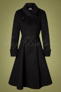 Hearts & Roses - 50s Grace Swing Coat in Black 2