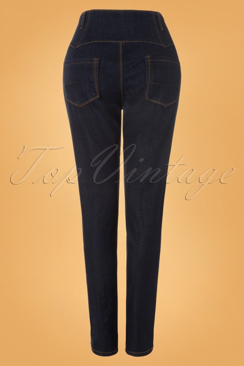 Collectif Clothing - Rebel Kate Jeanshose mit hoher Taille in Blau 3