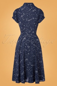 Collectif Clothing - Mary Grace Zodiac Constellation Swing-Kleid in Blau 4
