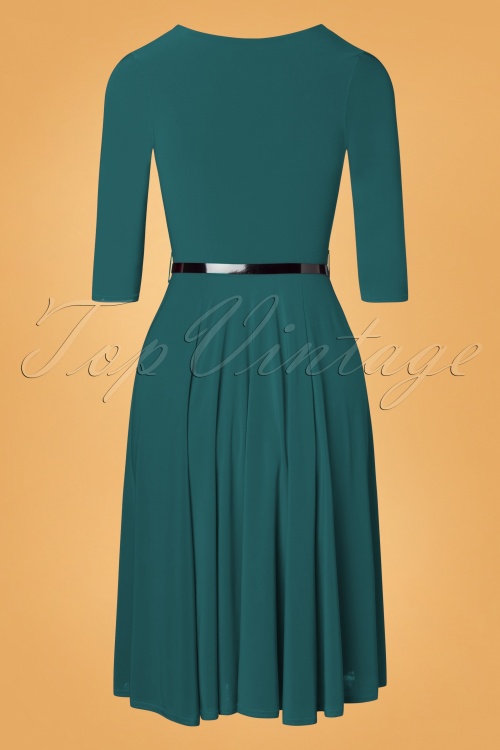 Vintage Chic for Topvintage - Cora Swing Dress Années 50 en Bleu Canard 2