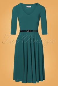 Vintage Chic for Topvintage - Cora Swing Dress Années 50 en Bleu Canard