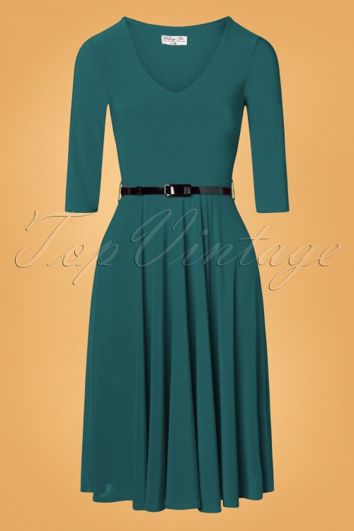 Vintage Chic for Topvintage - Cora Swing-Kleid in Blaugrün