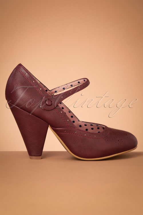 Bettie Page Shoes - 50s Elanor Pumps in Burgundy 2