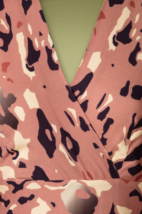 Closet London - Maisie Leopard Wrap Dress Années 70 en Rose 5