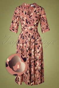 Closet London - Maisie Leopard Wrap Dress Années 70 en Rose