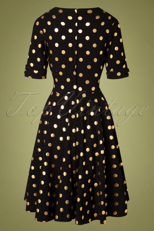 black and gold polka dot dress