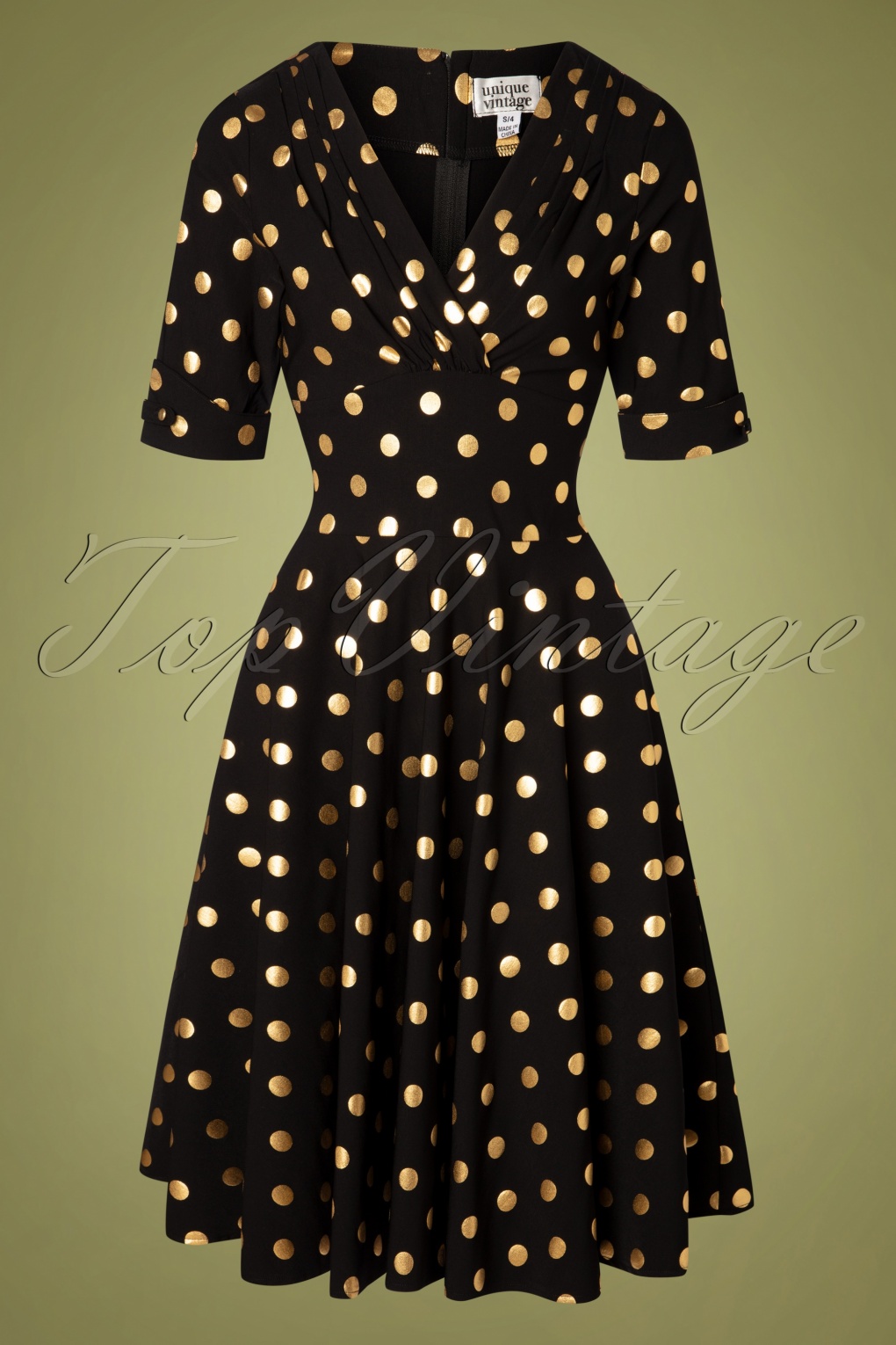 black and gold swing dress