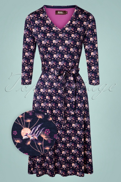 4FunkyFlavours - 60s My Joy Dress in Navy and Purple