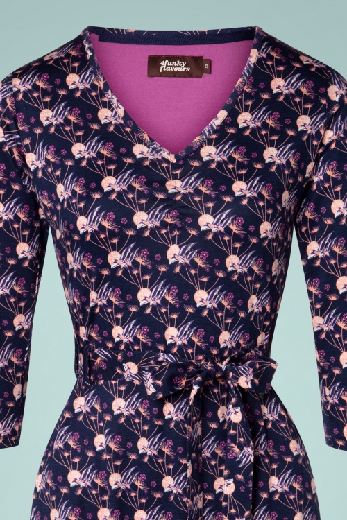 4FunkyFlavours - 60s My Joy Dress in Navy and Purple 2