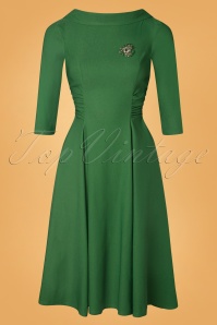 Unique Vintage - 50s Nicola Swing Dress in Emerald Green 2