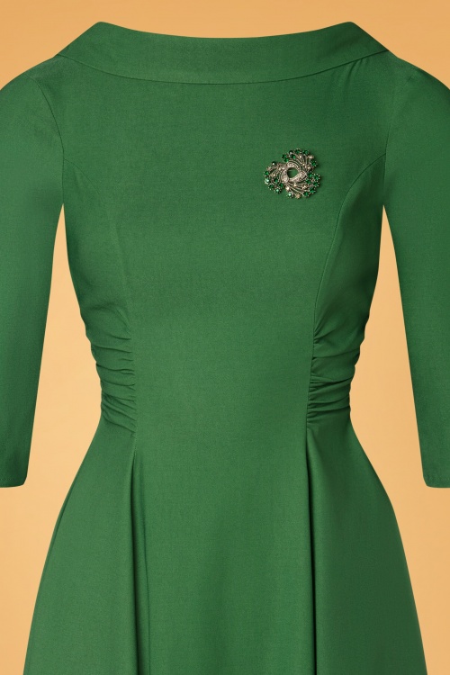 Unique Vintage - 50s Nicola Swing Dress in Emerald Green 4