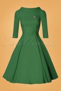 Unique Vintage - 50s Nicola Swing Dress in Emerald Green 3