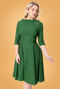 Unique Vintage - Nicola Swing Dress Années 50 en Vert Émeraude