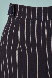Vintage Chic for Topvintage - Viola wijde broek met krijtstreep in marineblauw en wit 2