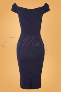 Vintage Chic for Topvintage - Donna Glitter Pencil Dress Années 50 en Bleu Nuit 5