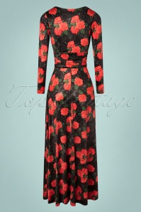 Vintage Chic for Topvintage - Maribelle Floral Cross Over Maxi Dress Années 50 en Noir 4