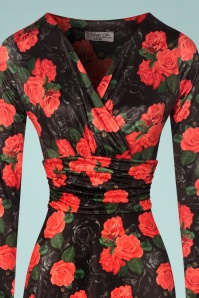 Vintage Chic for Topvintage - Maribelle overslagmaxi-jurk met bloemen in zwart 2