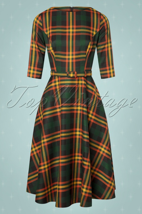 Collectif ♥ Topvintage - Suzanne Valley Check Swing Dress Années 50 en Multi 8