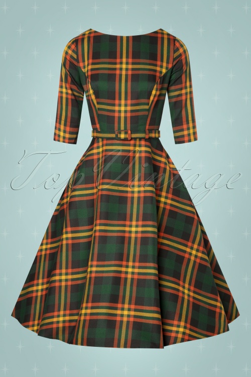 Collectif ♥ Topvintage - Suzanne Valley Check Swing-Kleid in Multi 4